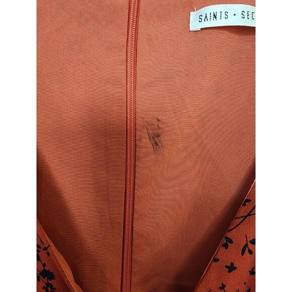 Saints + Secrets Red Floral Ruffle Mini Dress Size Medium - Picture 4 of 6